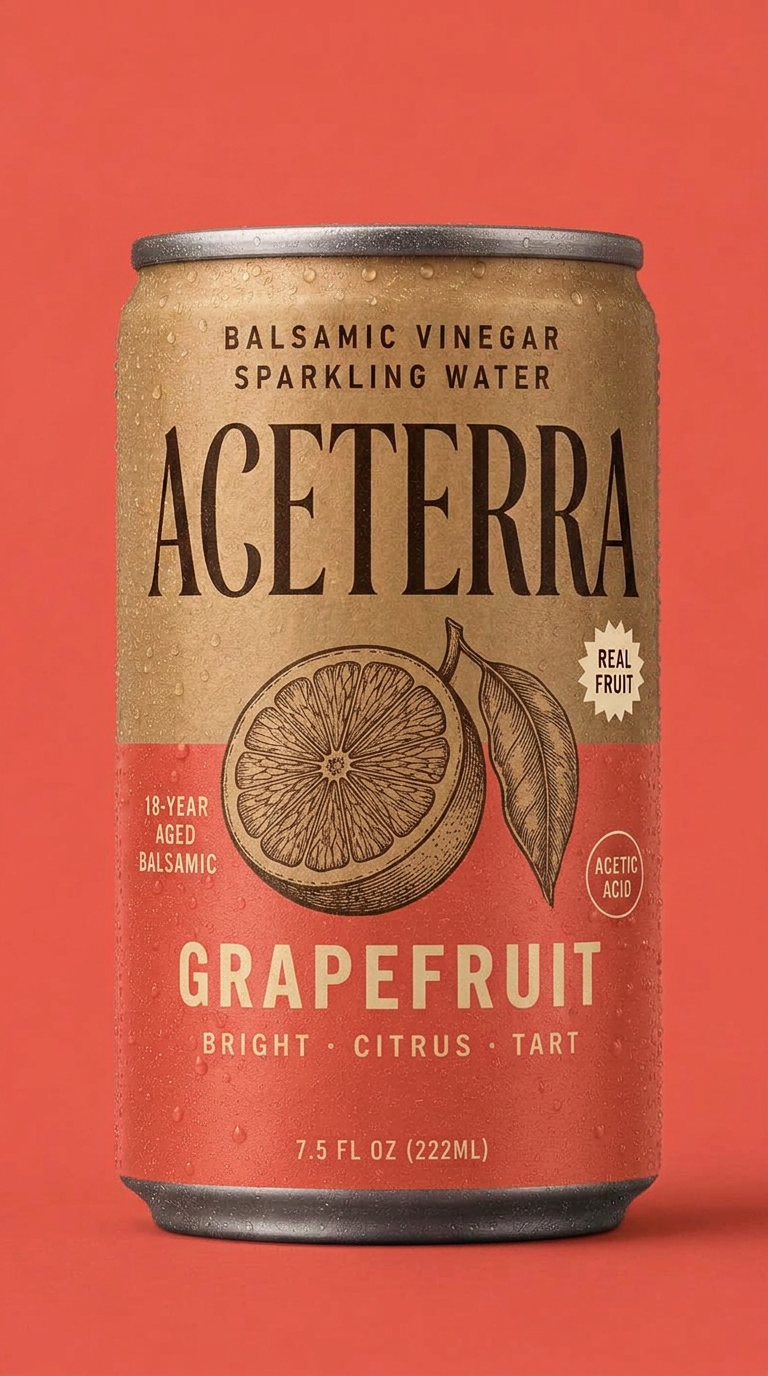 Aceterra Grapefruit balsamic vinegar sparkling water can
