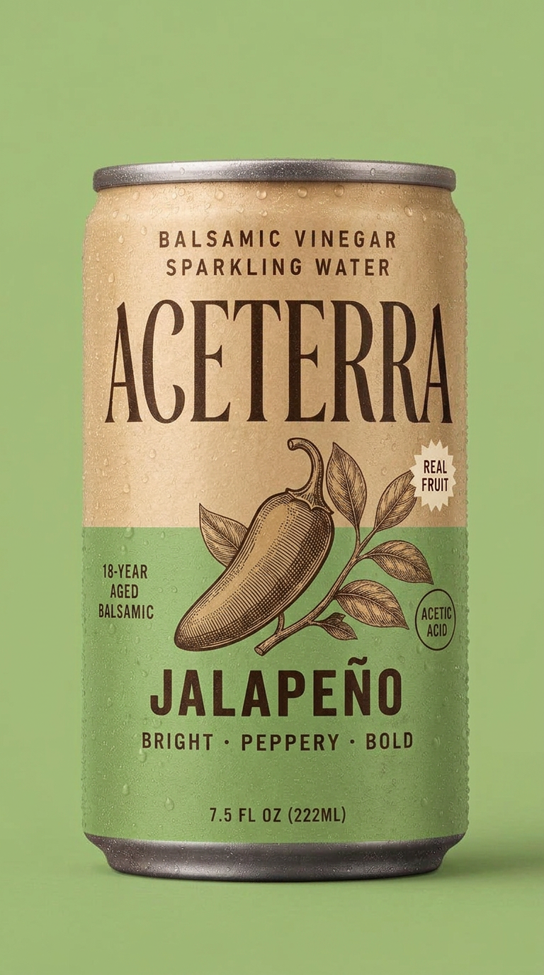 Aceterra Jalapeño balsamic vinegar sparkling water can