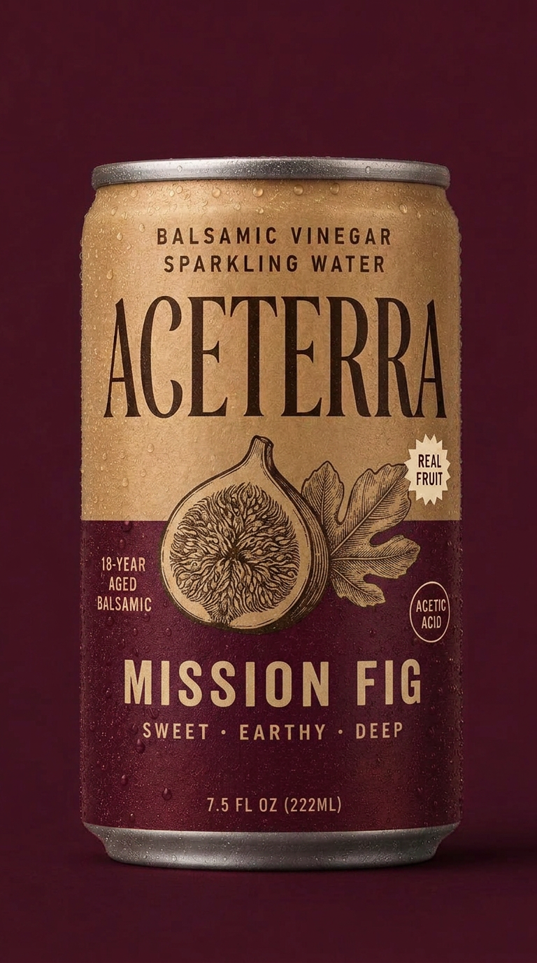 Aceterra Mission Fig balsamic vinegar sparkling water can