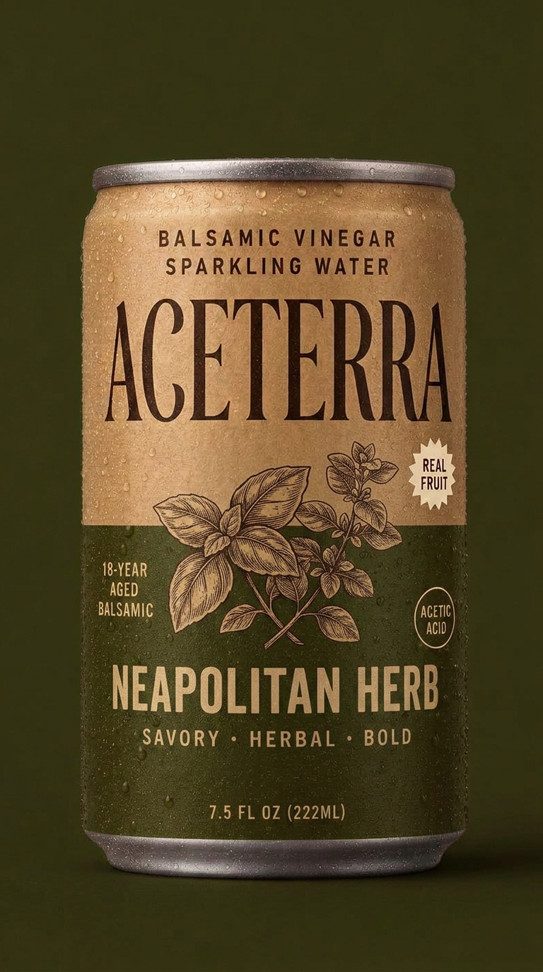 Aceterra Neapolitan Herb balsamic vinegar sparkling water can