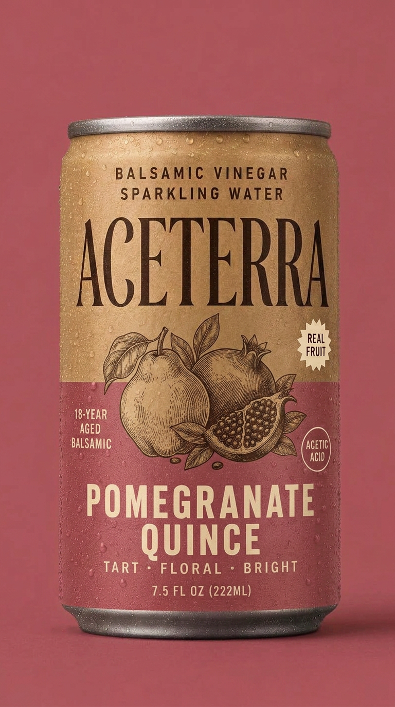 Aceterra Pomegranate Quince balsamic vinegar sparkling water can
