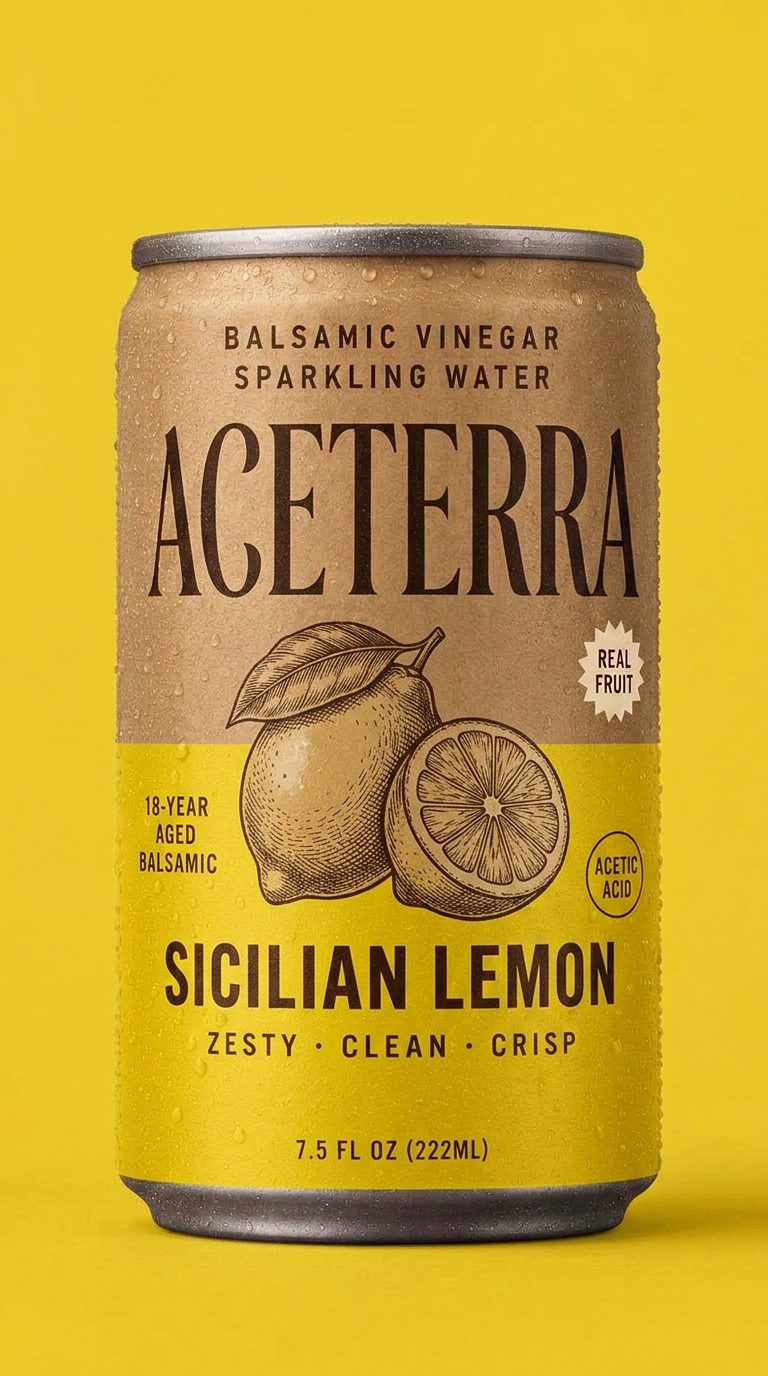 Aceterra Sicilian Lemon balsamic vinegar sparkling water can