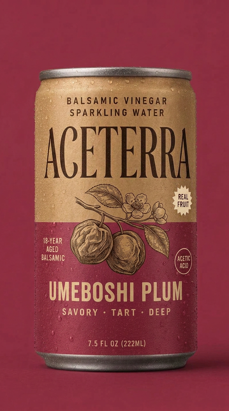 Aceterra Umeboshi Plum balsamic vinegar sparkling water can