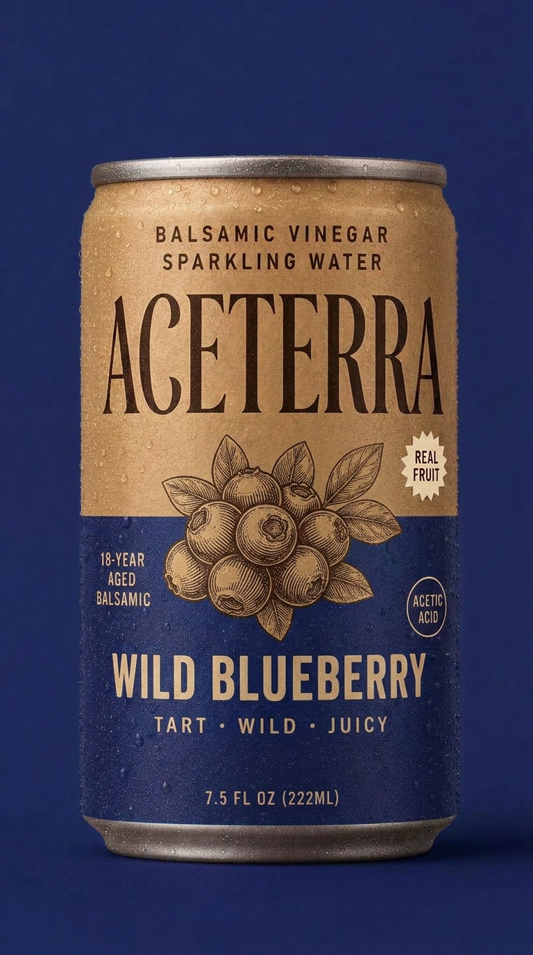 Aceterra Wild Blueberry balsamic vinegar sparkling water can